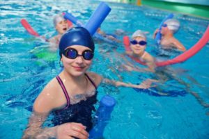 Summer fun activity on the pool