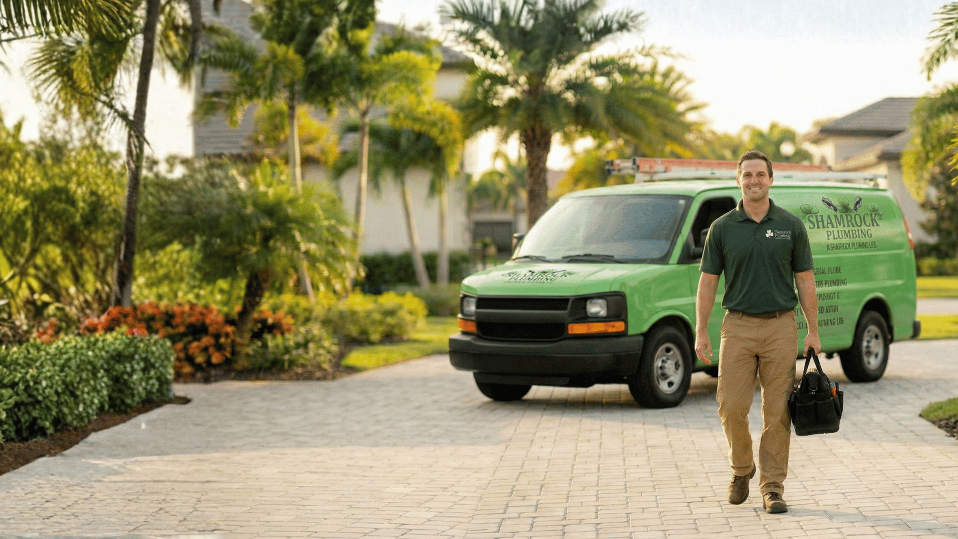 Shamrock Plumbing technician and service van in Central Florida