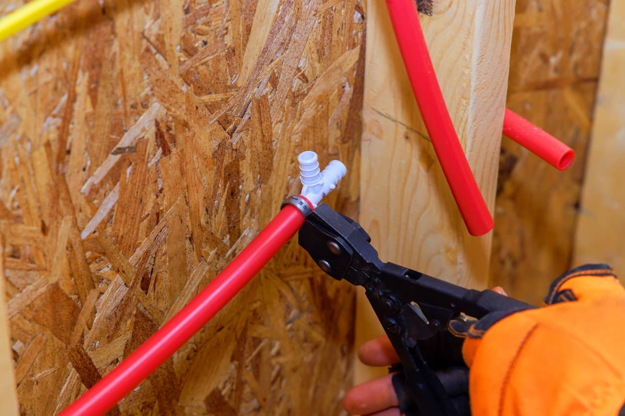 Polybutylene pipe being replaced with PEX-B by Shamrock Plumbing
